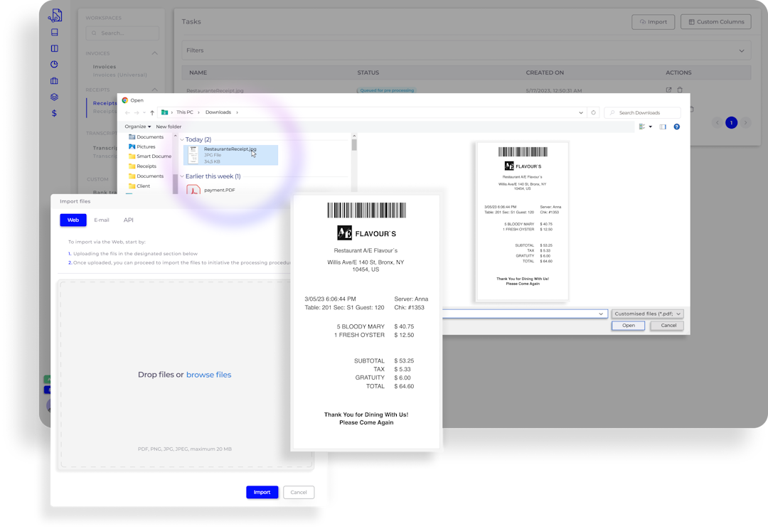 SmartDocumentor Cloud's file importation step