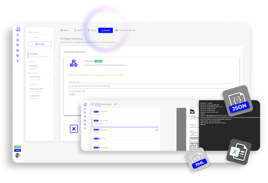 SmartDocumentor Cloud's exportation and integration step