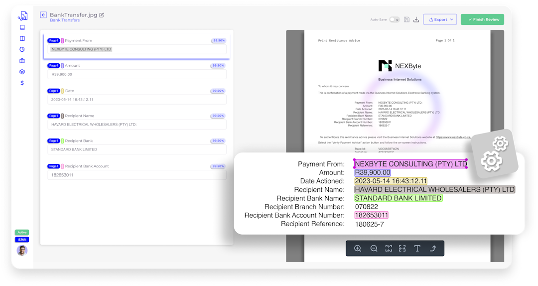 SmartDocumentor Cloud's automatic approval based on detection's confidence rate