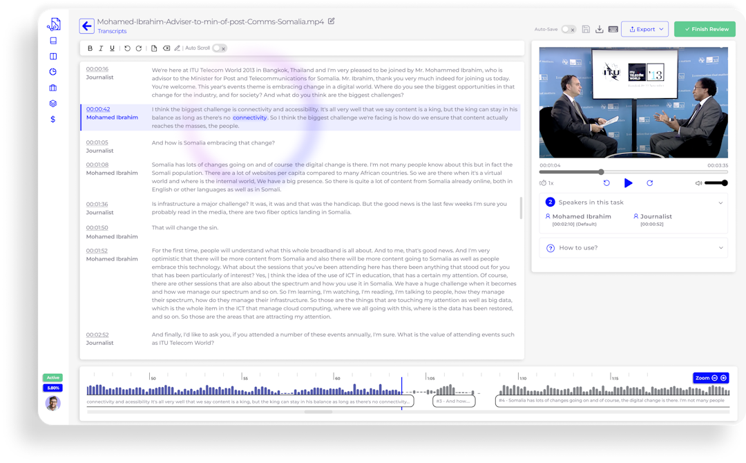 SmartDocumentor Cloud's transcript capabilities